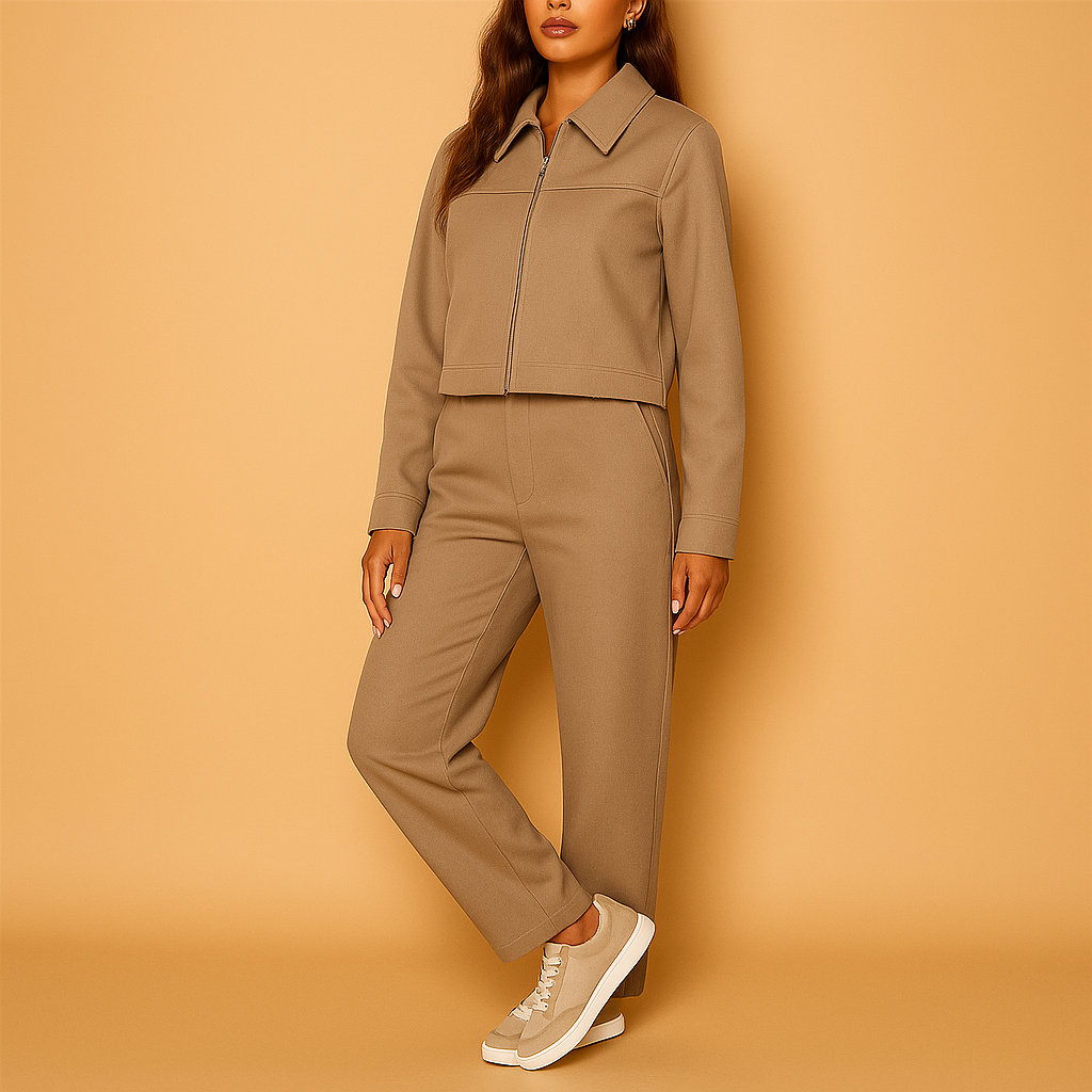 Dames Set Met Jas En Broek | Eenvoudige Stijl