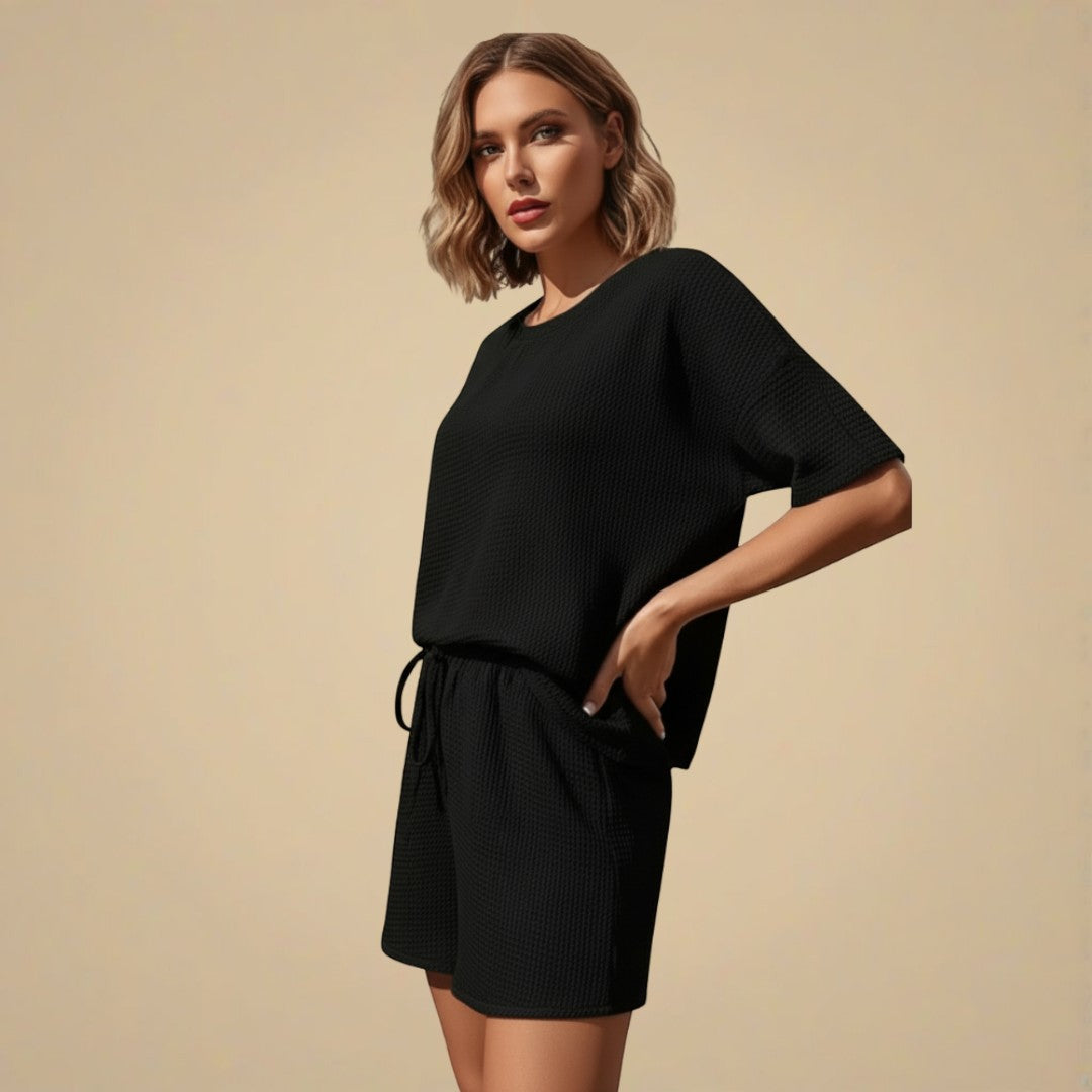 Tweedelige dames set met korte top en short | Casual