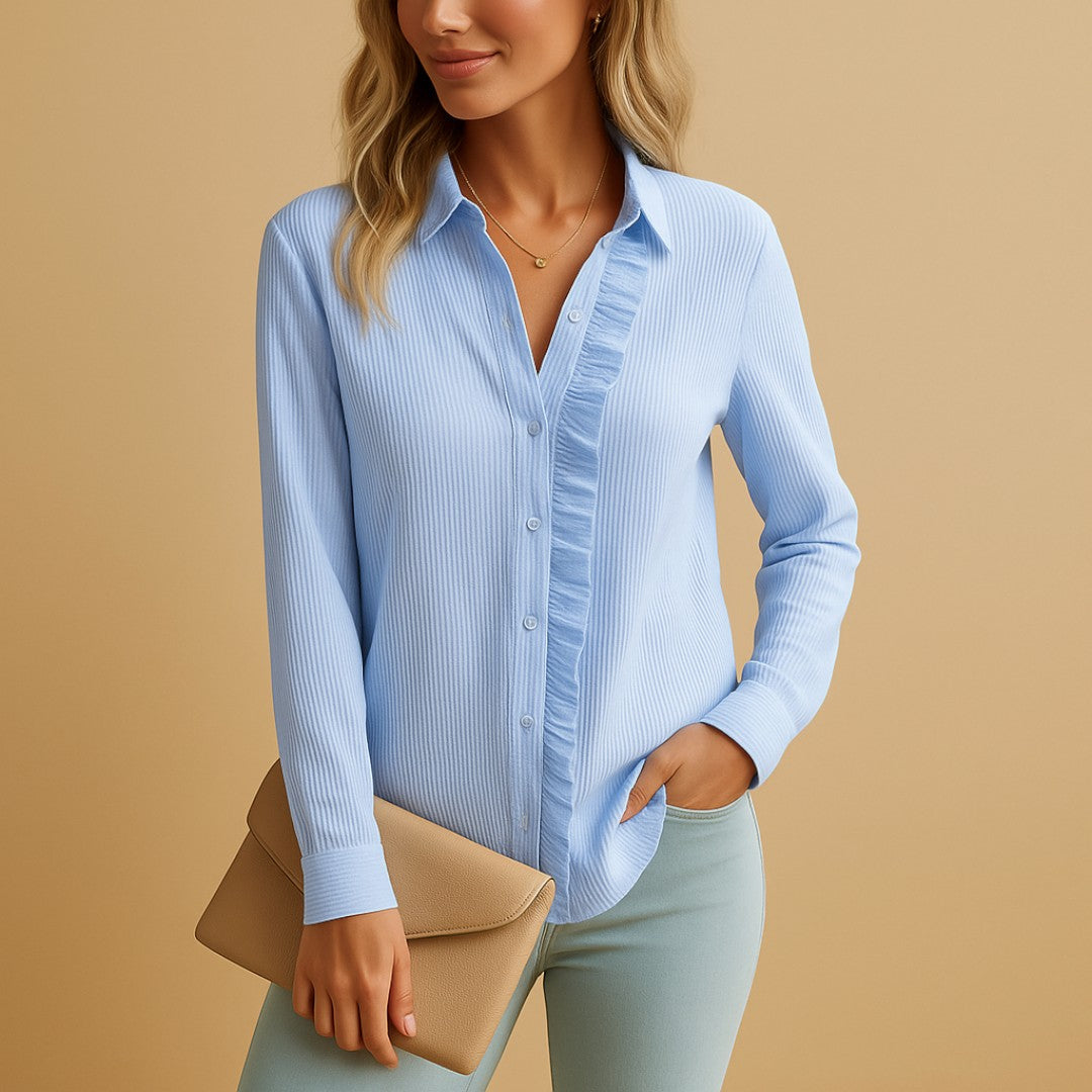 Gestreepte Damesblouse met Ruches | Modern