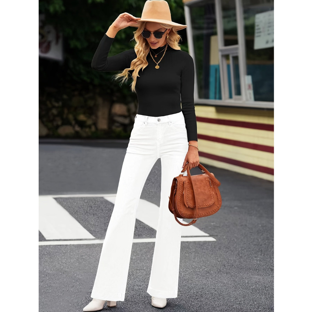 Casual witte jeans met | ruime pijpen