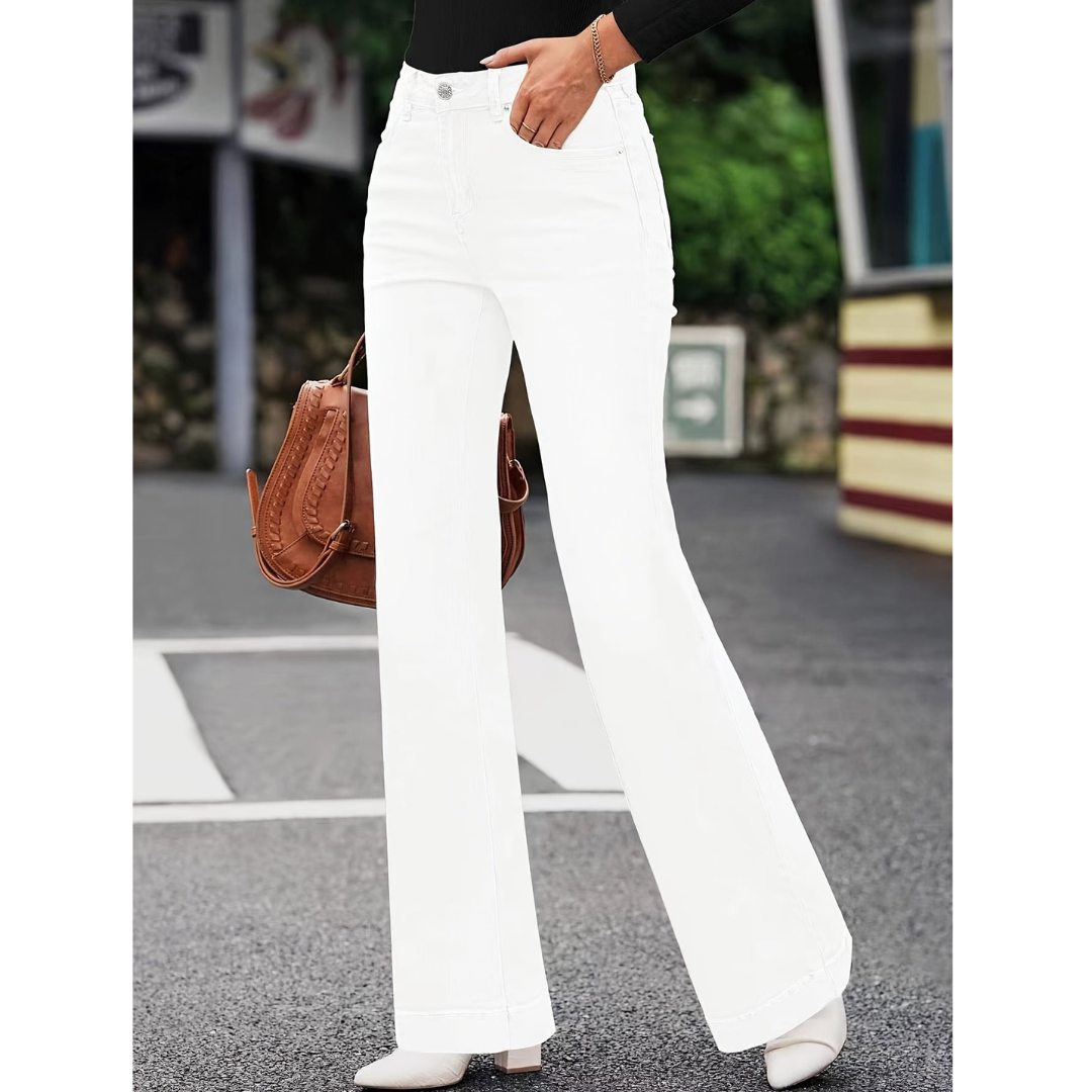Casual witte jeans met | ruime pijpen