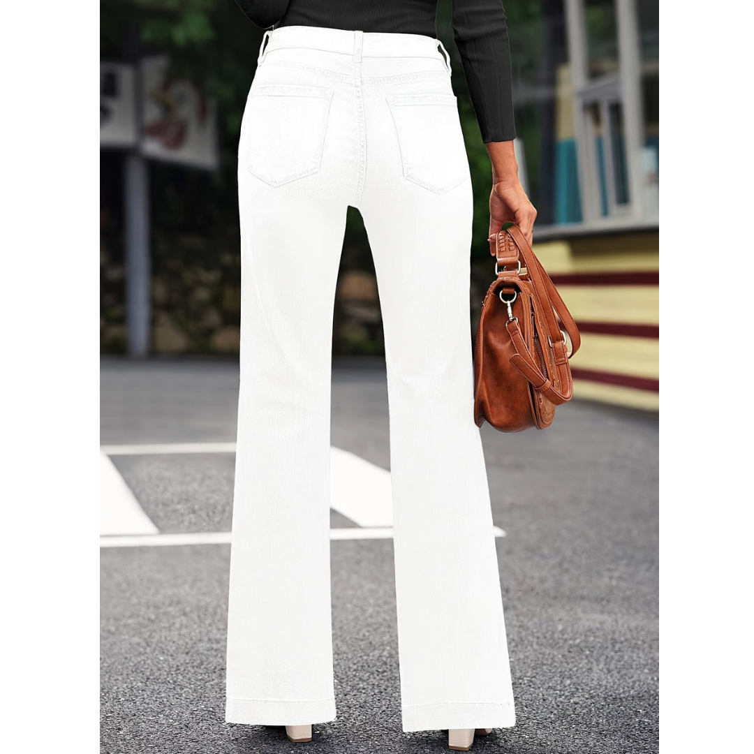 Casual witte jeans met | ruime pijpen
