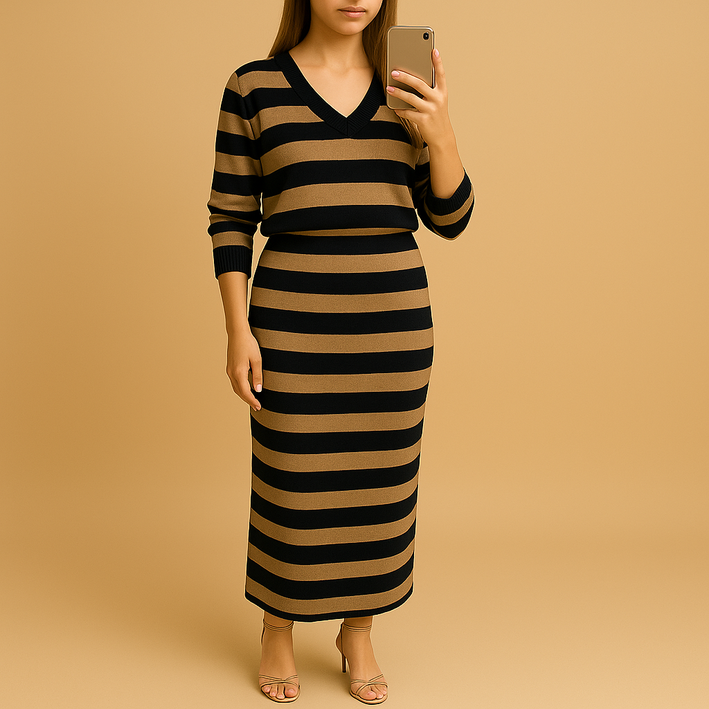 Dames Broek en Blouse Set | Gestreepte Look