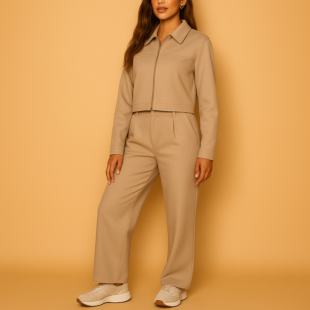 Dames Set Met Jas En Broek | Eenvoudige Stijl