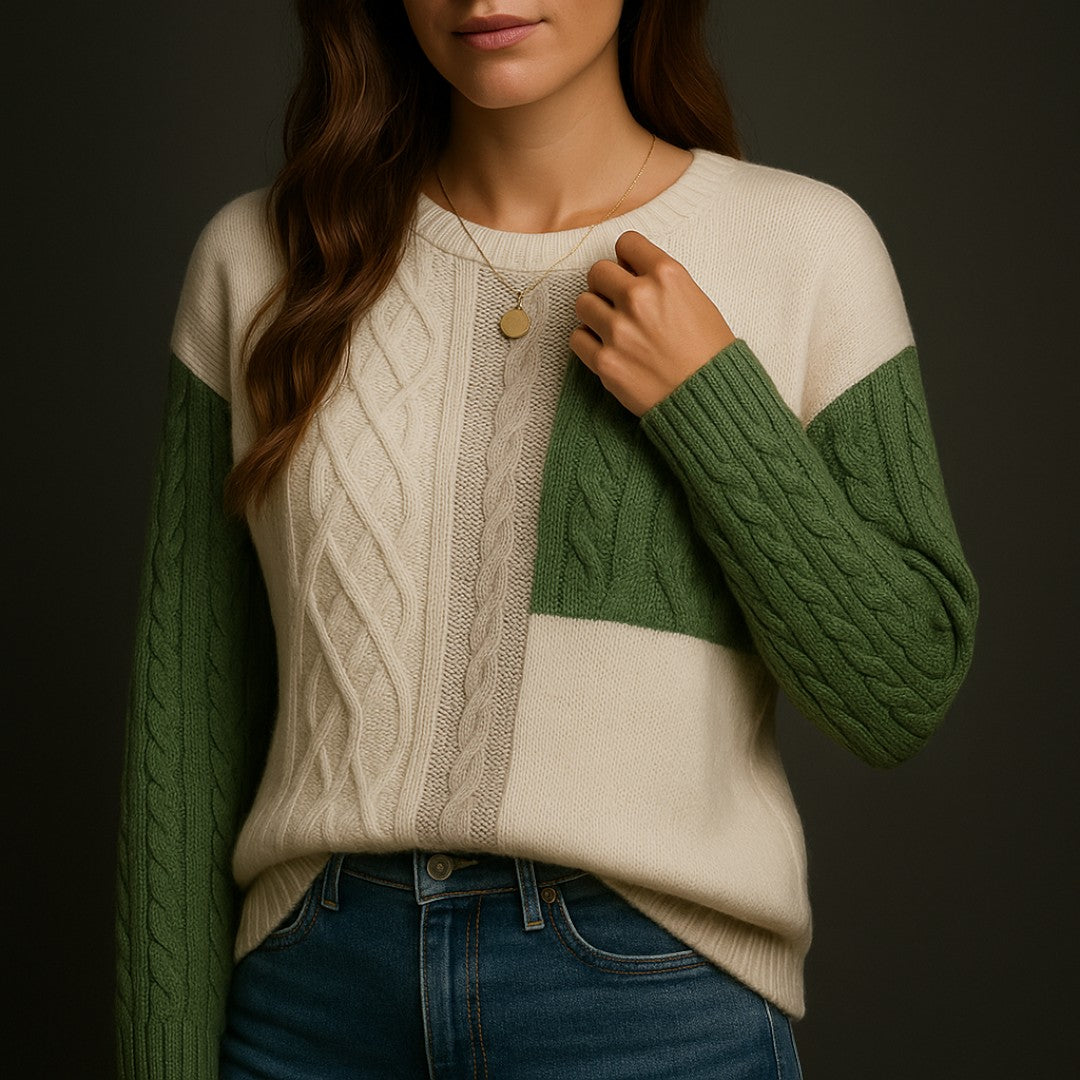 Trui met kabelpatroon en zakdetail voor dames | Klassiek