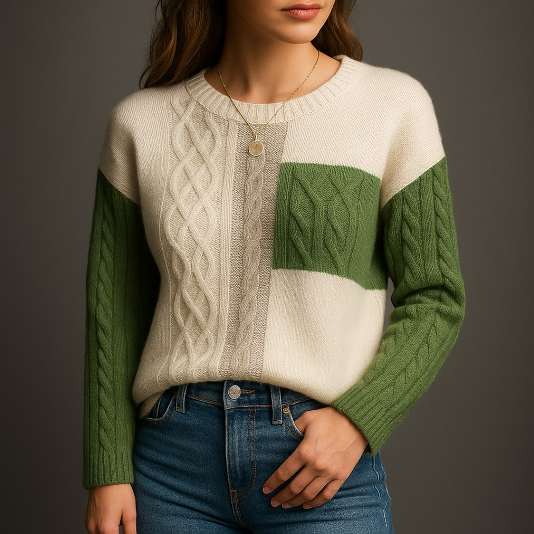 Trui met kabelpatroon en zakdetail voor dames | Klassiek
