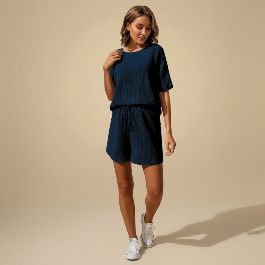 Tweedelige dames set met korte top en short | Casual