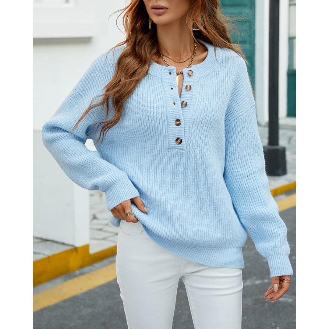 Losvallende trui met knopen voor dames | Dagstijl