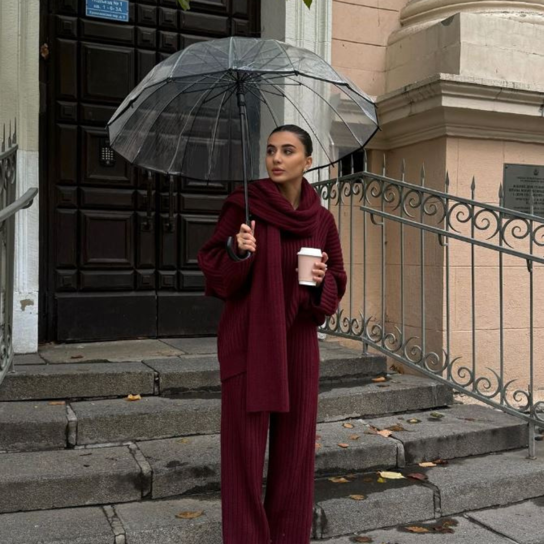 Lounge Set Voor Dames Met Flared Broek En Sjaal |Winter