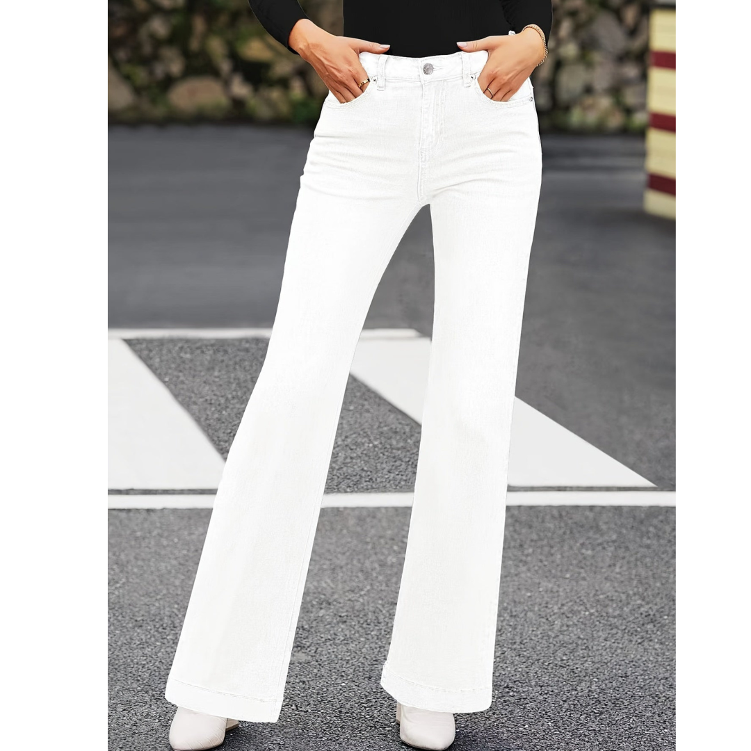 Casual witte jeans met  | ruime pijpen